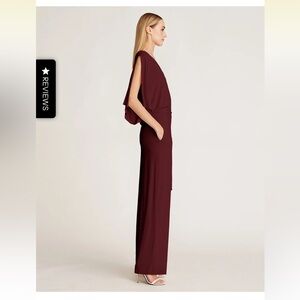 HALSTON DARCEY JERSEY JUMPSUIT burgundy NWT